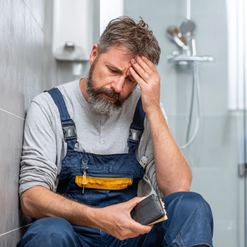 Plumber looking stressed
