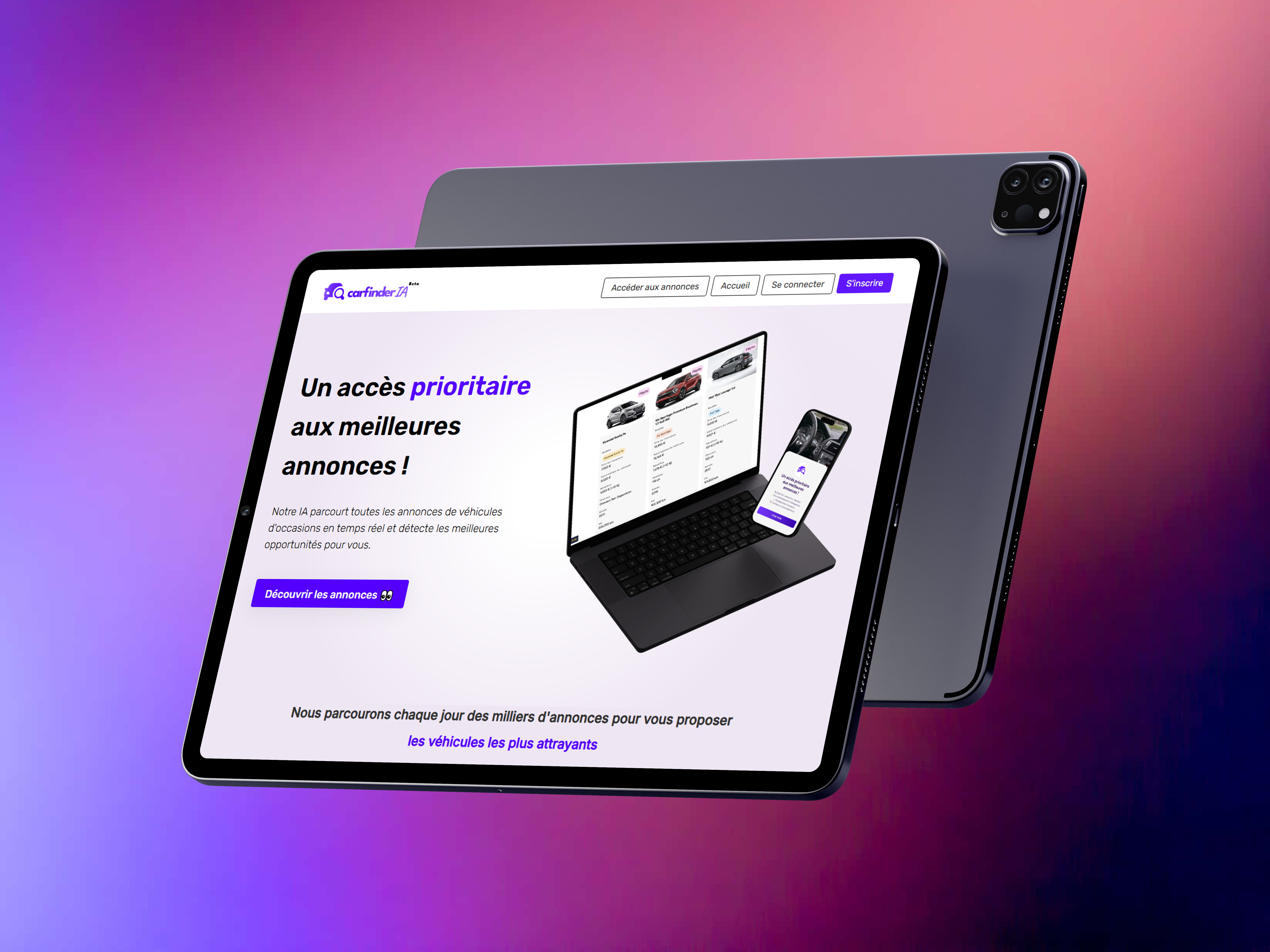 An iPad Pro displaying a landing page analytics website