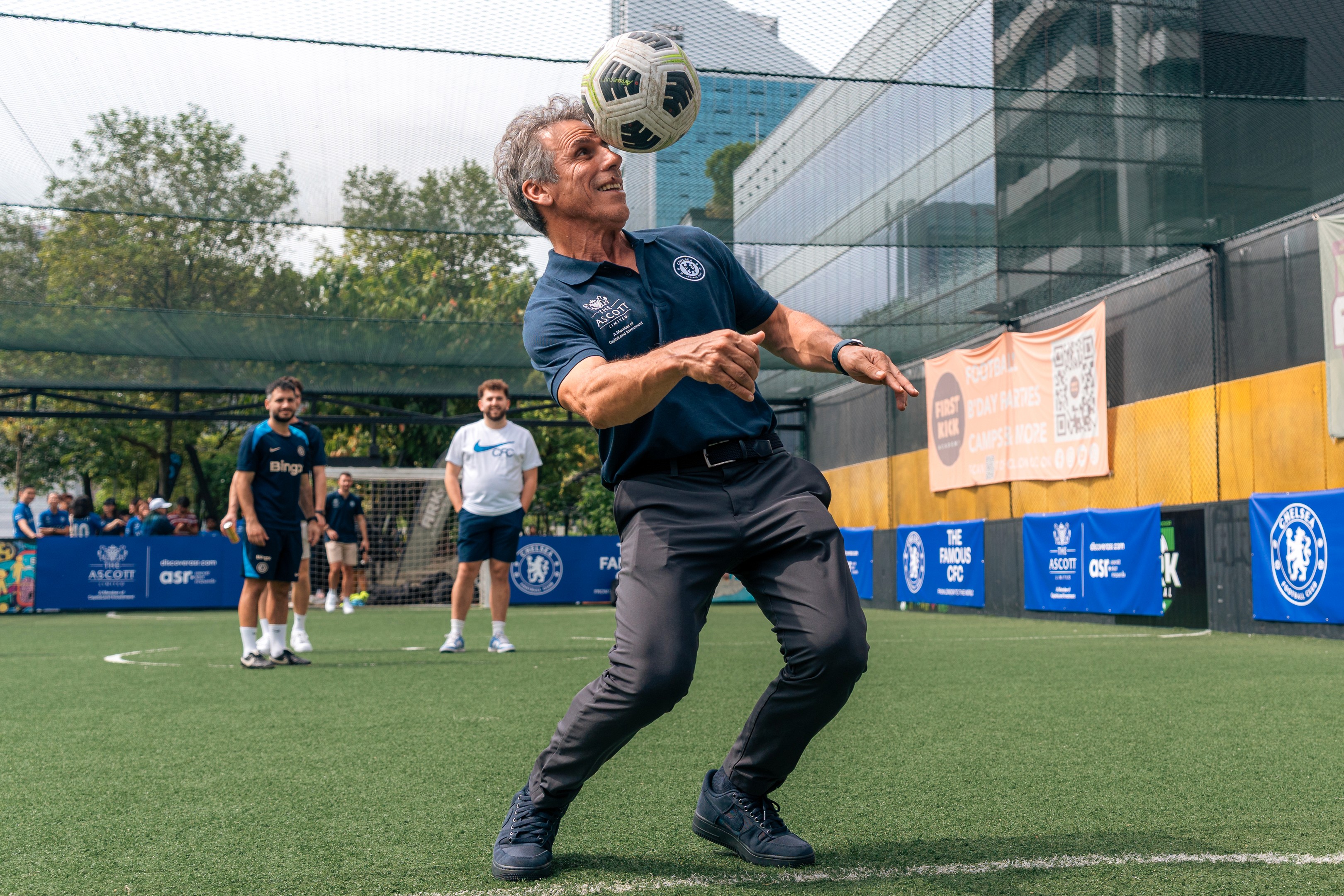Gianfranco Zola showcases his juggling skills at the Famous CFC in Singapore 2024