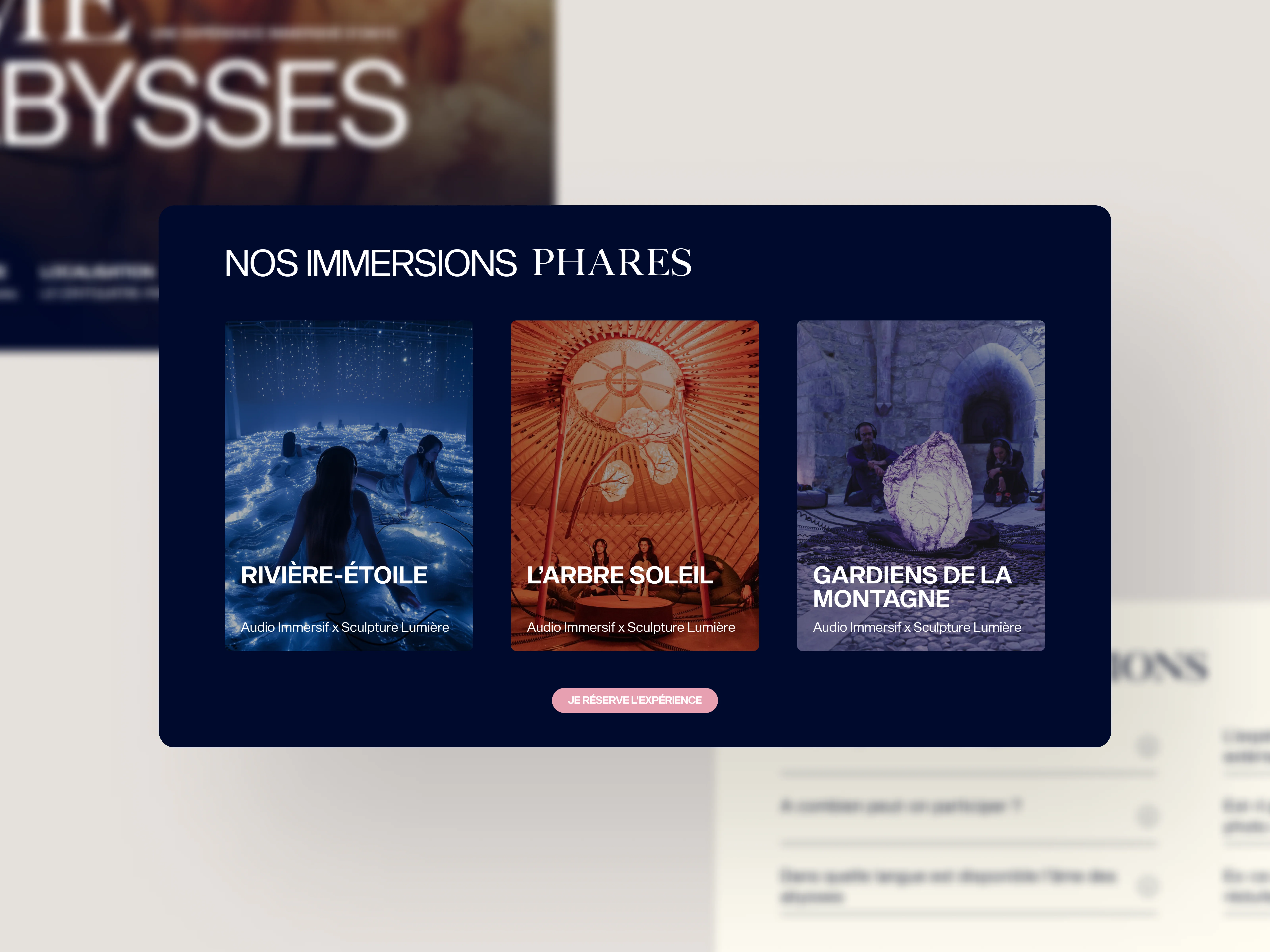 Visuels desktop des interfaces