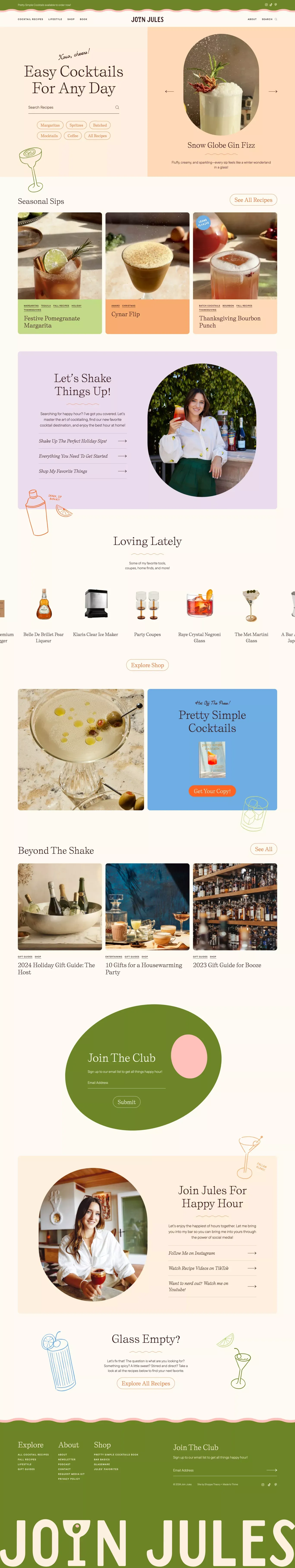Join Jules ecommerce page screenshot showcasing Ecommerce and Education design