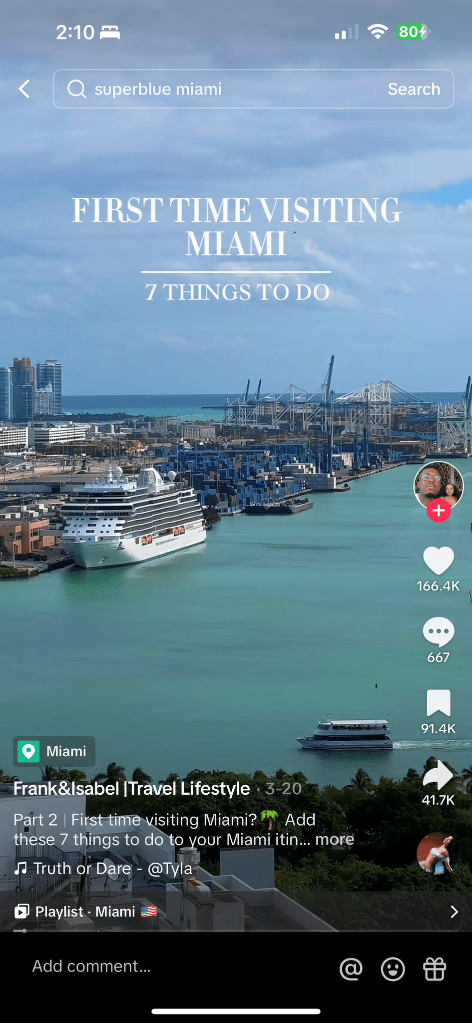 tiktok screenshot 7 things to do in miami