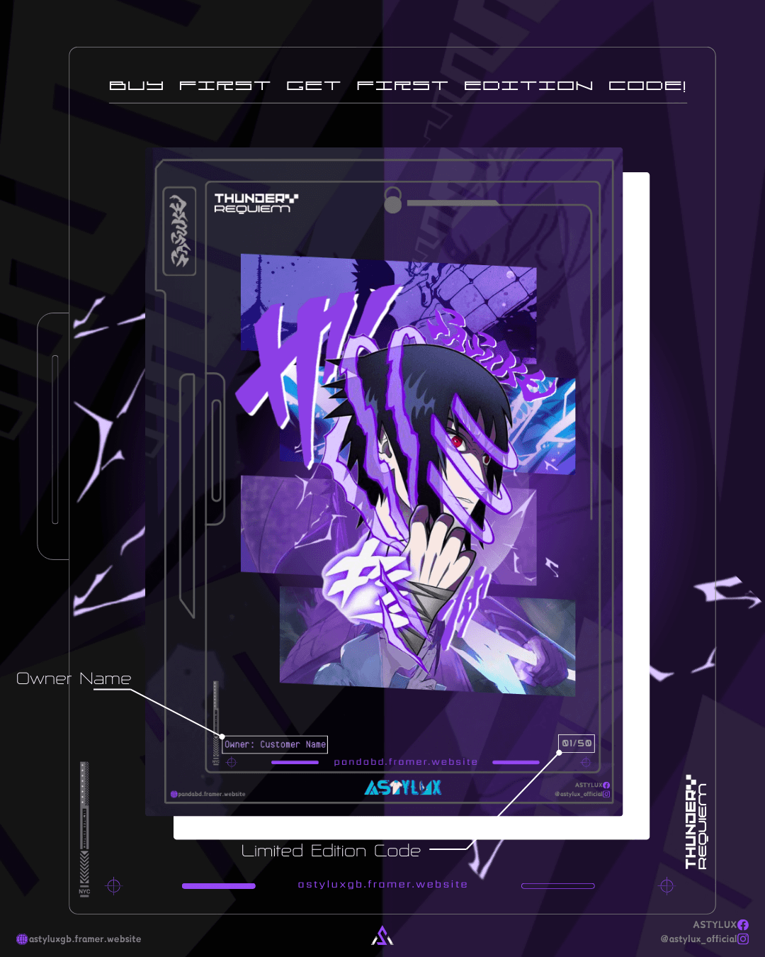 Thunder Requiem Black / Sasuke Inspired Sweatshirt Ownership Card