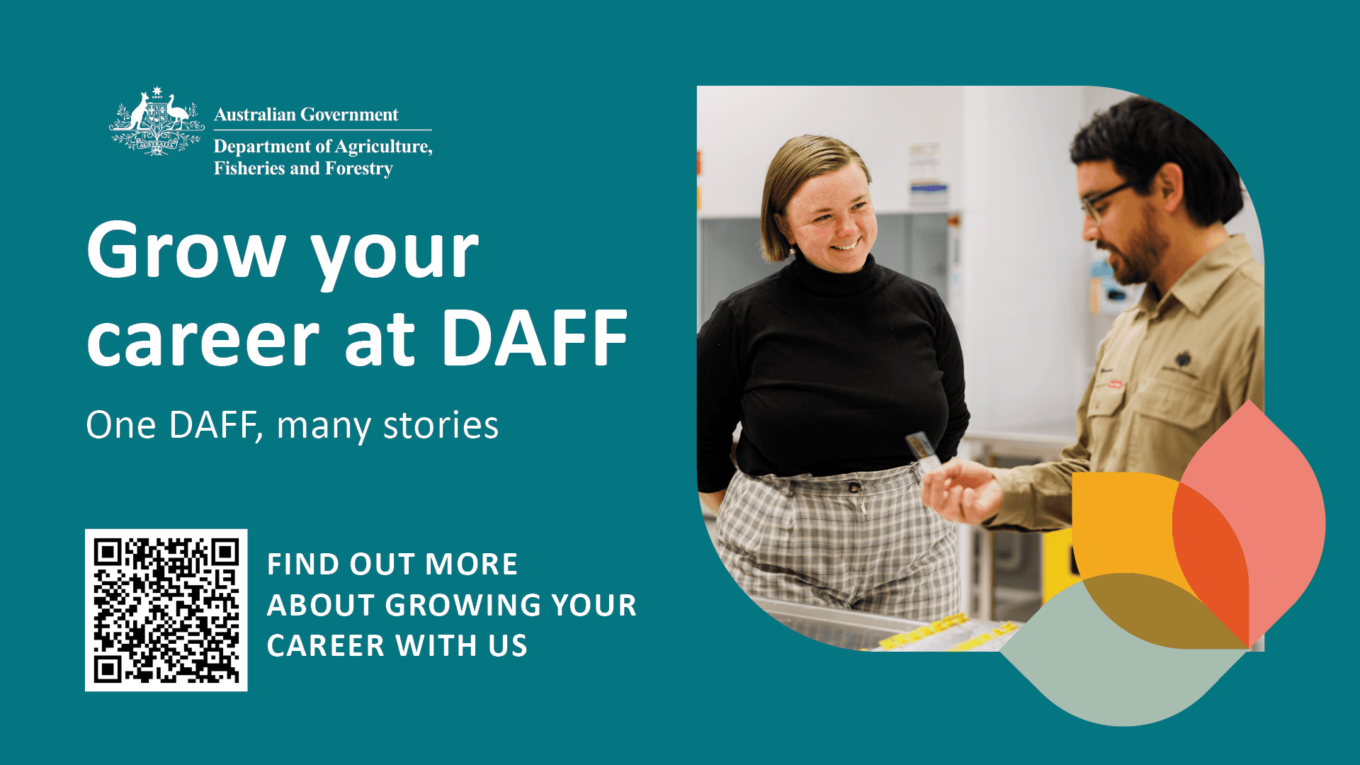 A design saying "grow your career at DAFF