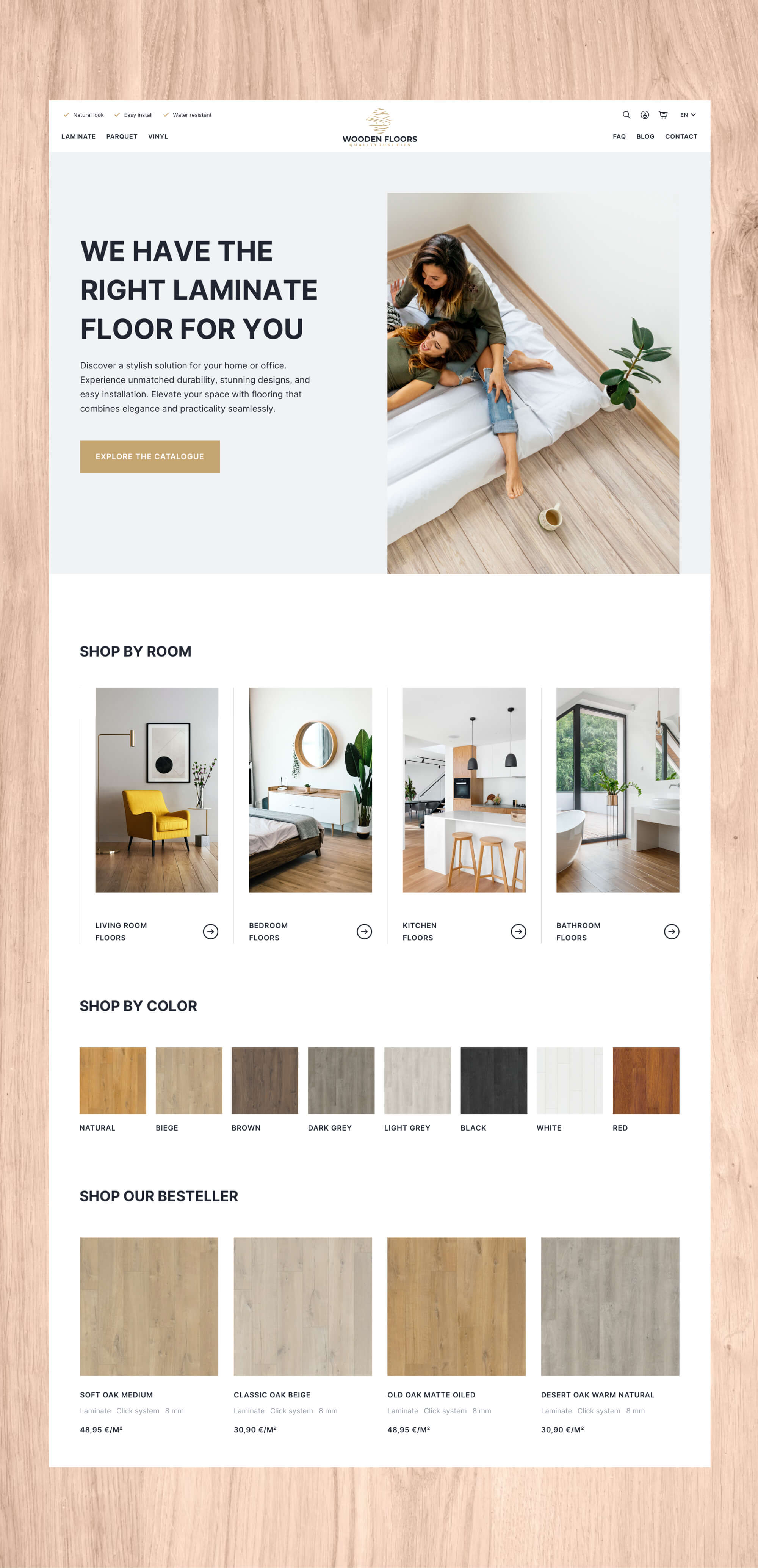 User-friendly catalogue design for Wooden Floors, specializing in laminate flooring