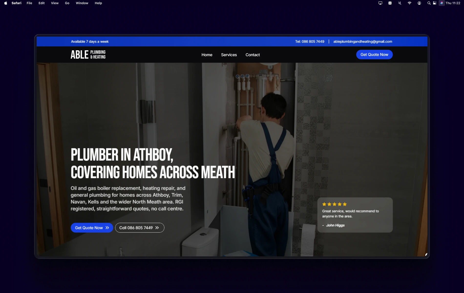 UI Mockup of a Plumber Website