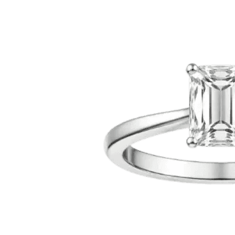 Diamond ring with a white gemstone on a white background
