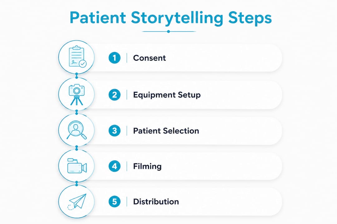 Infographic showing key patient storytelling video steps