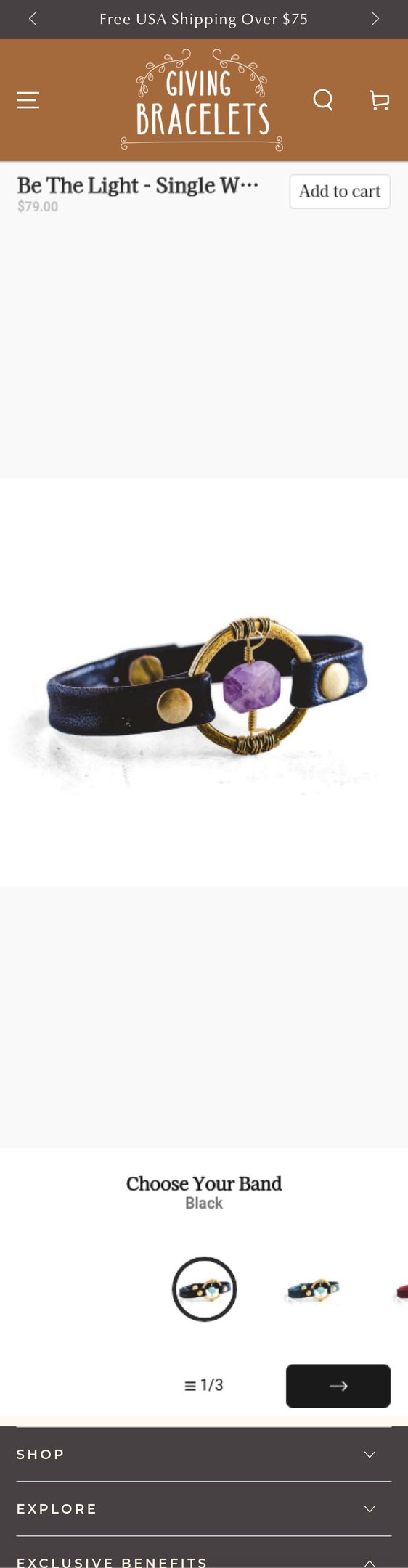 Jewelry product options include: bracelet for Be The Light - Single Wrap - Design Your Own from Giving Bracelets.