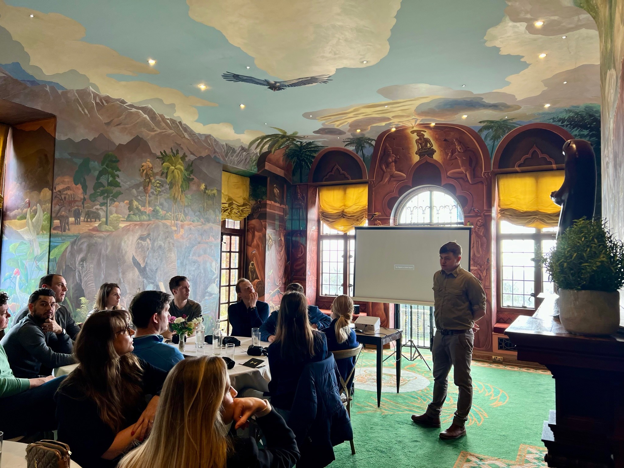 Snow-covered chalet venue for IQUW corporate ski event