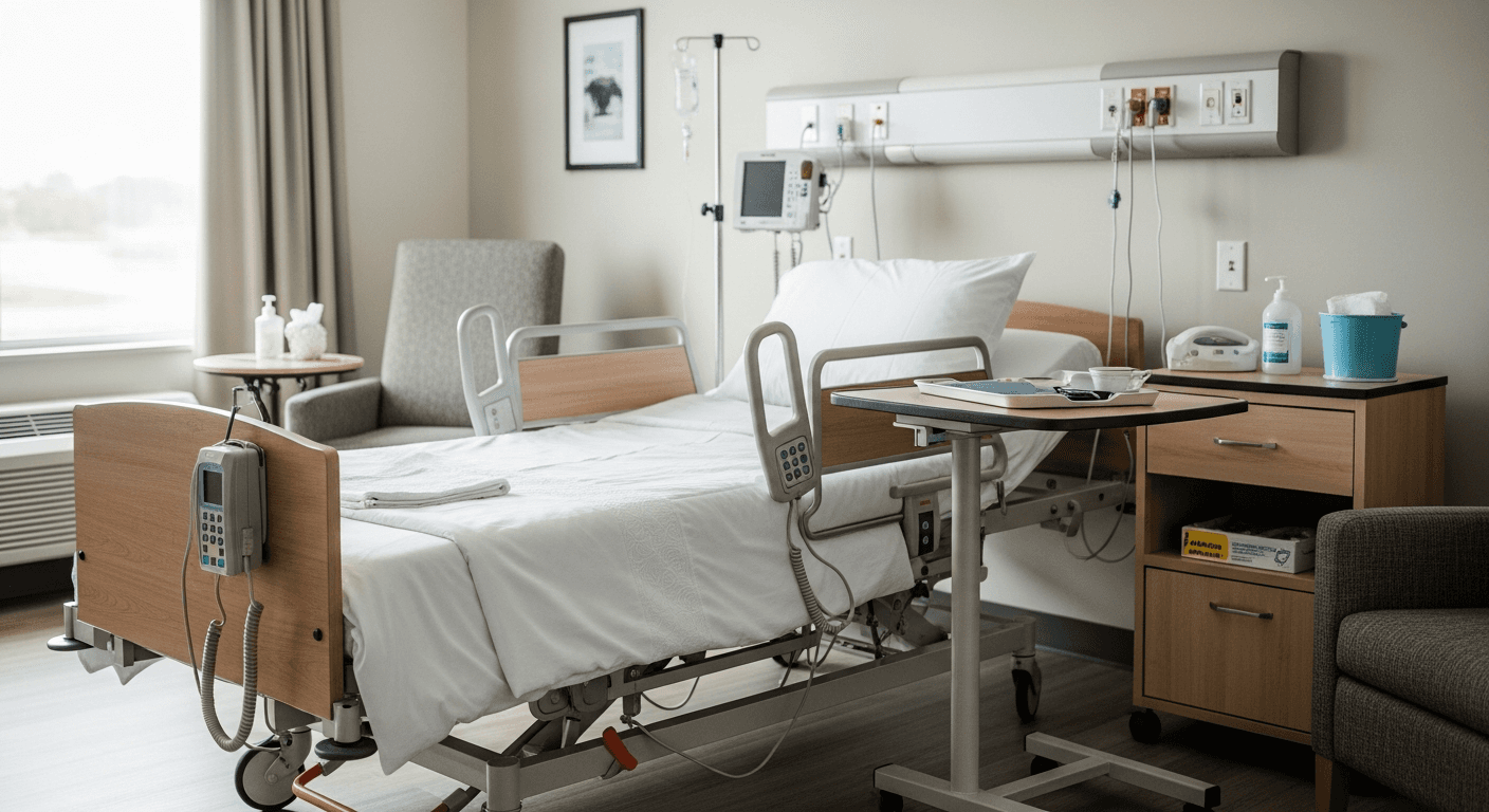 Technician in full protective gear performing insecticide spray treatment inside a facility