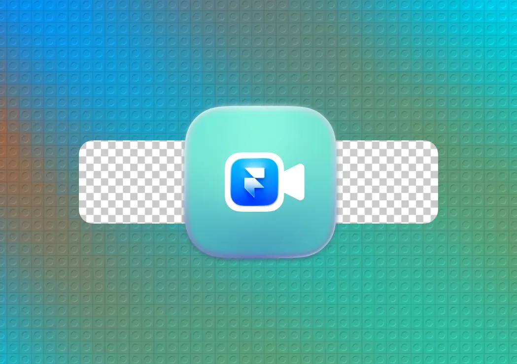 Blue video icon on a gradient and grid background.