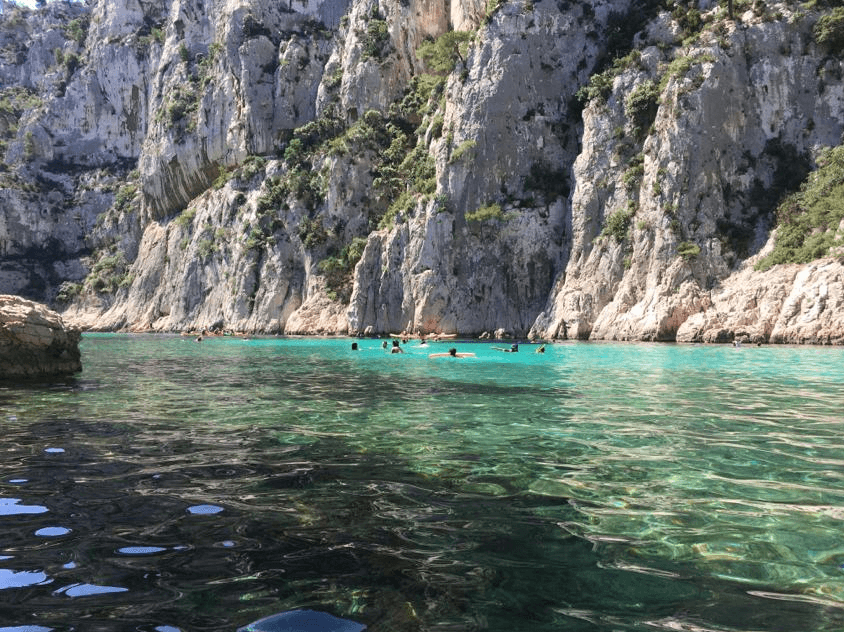 Turquoise water beneath the limestone cliffs