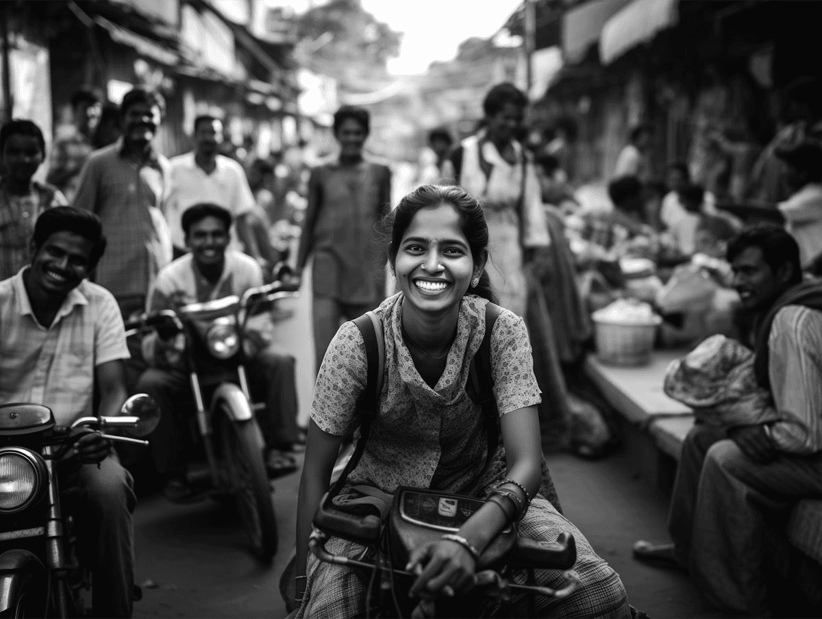 Silhouette of a woman and child against a timeline