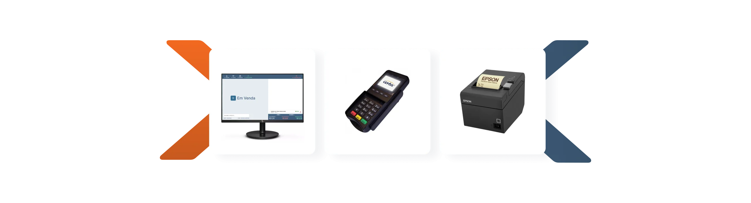 Monitor com o Linvix PDV, PinPad Gertec e impressora Epson