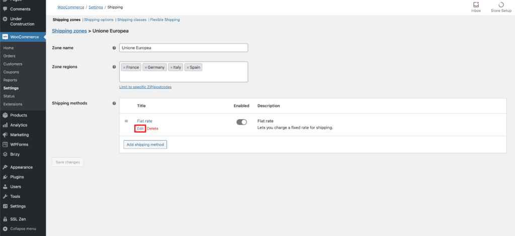 Woocommerce flat rate shipping methods