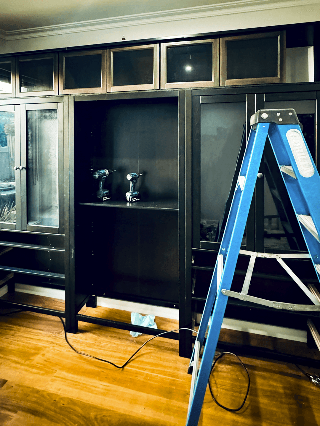 Nearly finished bookcases with a router nook