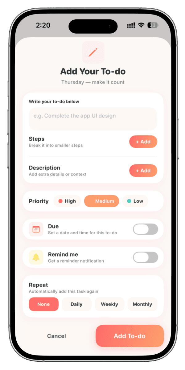 YourPriority App To Do Screen