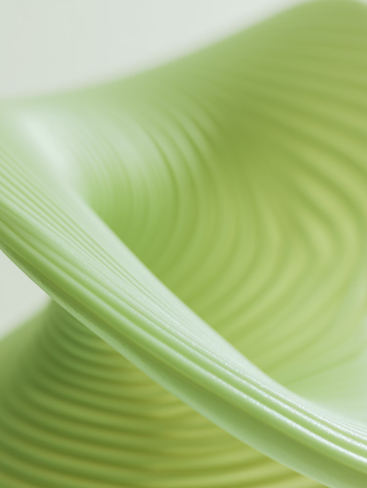 Abstract pale green curved form with repeating horizontal lines