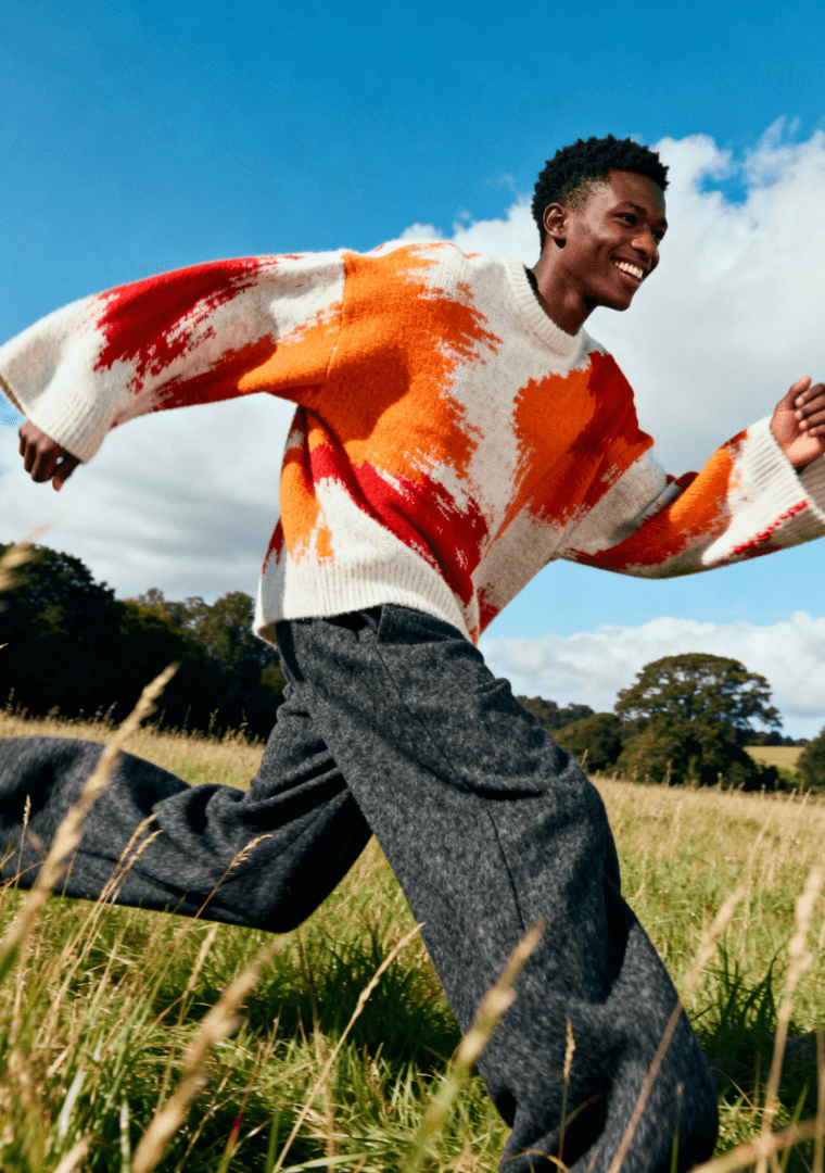 Paint Knit Sweater Orange and red