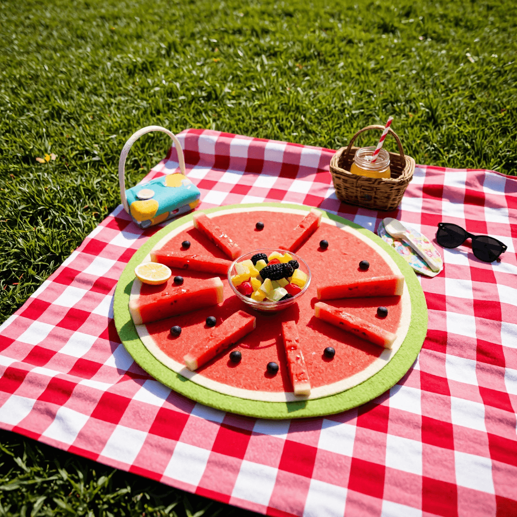 product photography of a piece of watermelon-shaped felt