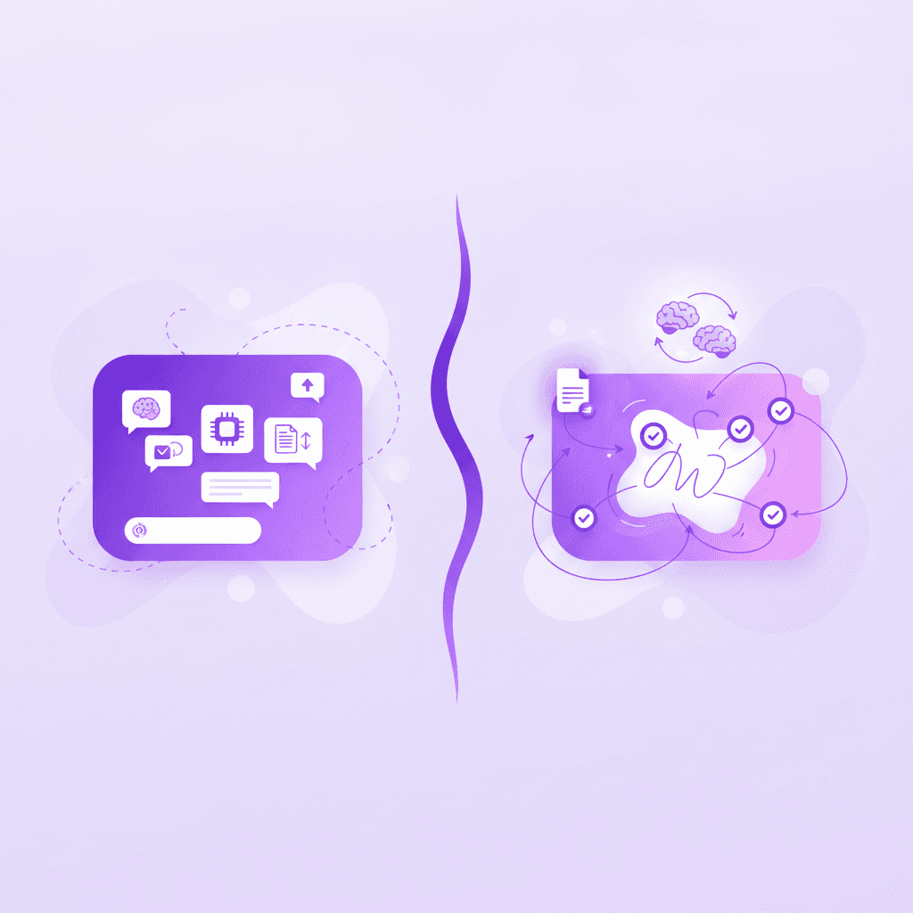 Comparison of StudyFetch text interface and Penseum interactive visual canvas