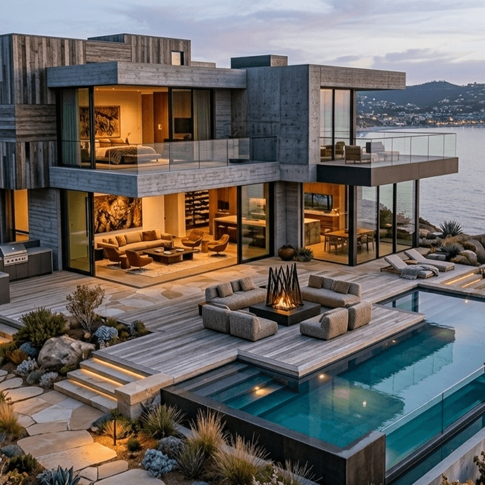 a house with a big pool