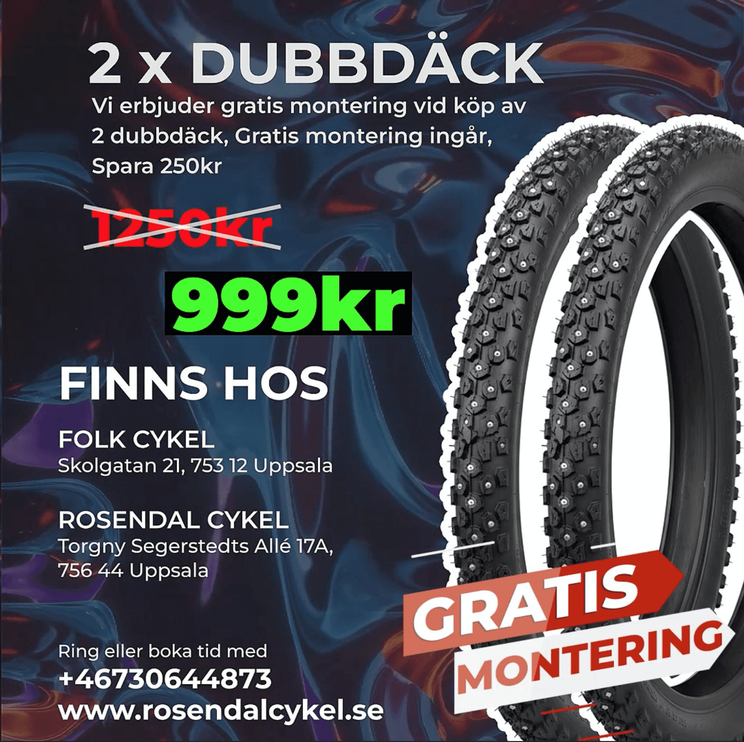 Kenda Klondike Standard cykeldäck med grovt mönster för vinterkörning, slitstarkt däck för isiga och snöiga vägar, till salu i Uppsala