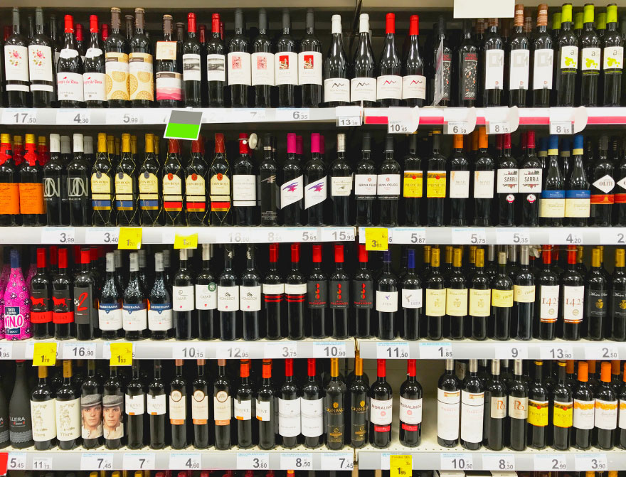 wine in supermarket