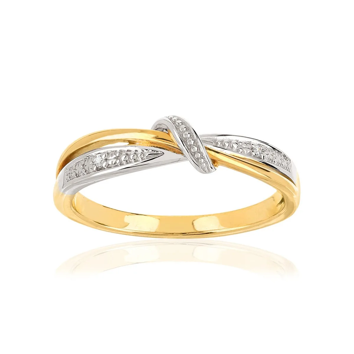Bague en deux ors 375 sertie de diamants
