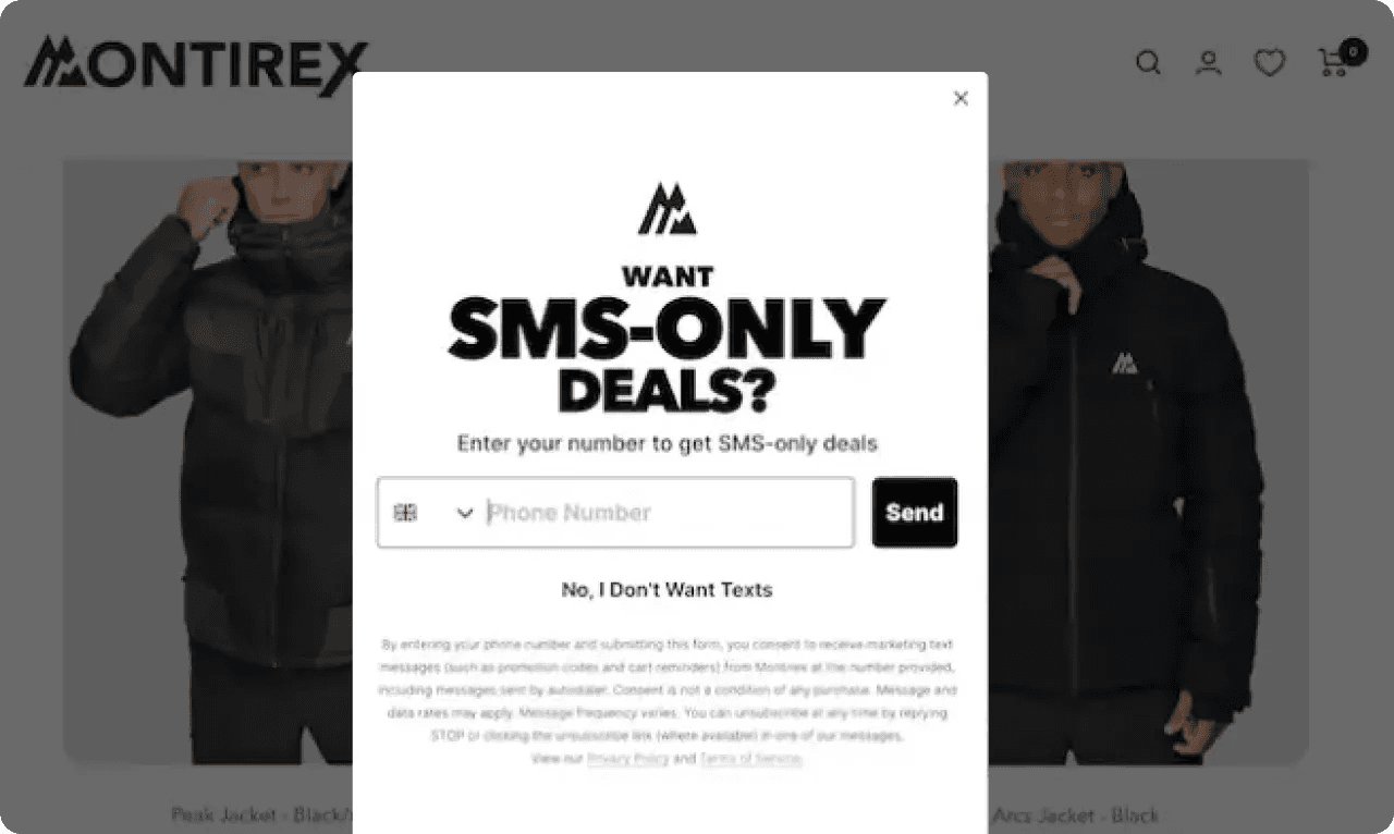 메시지를 통해 혜택을 제공하는 Montirex (출처=Montirex)