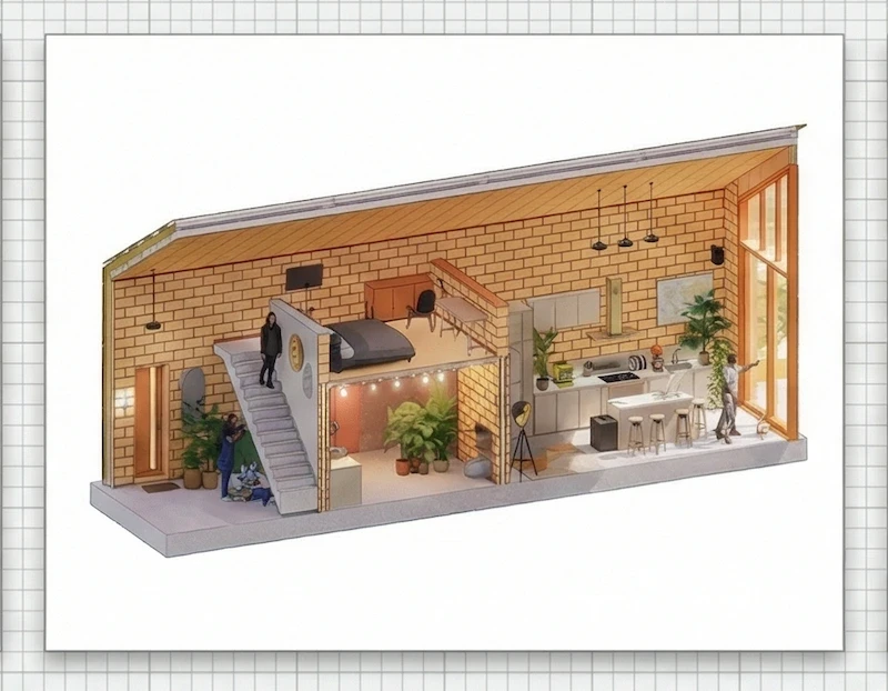 3D rendering of the interior of what a Respira home could be once we start looking at it and customising it