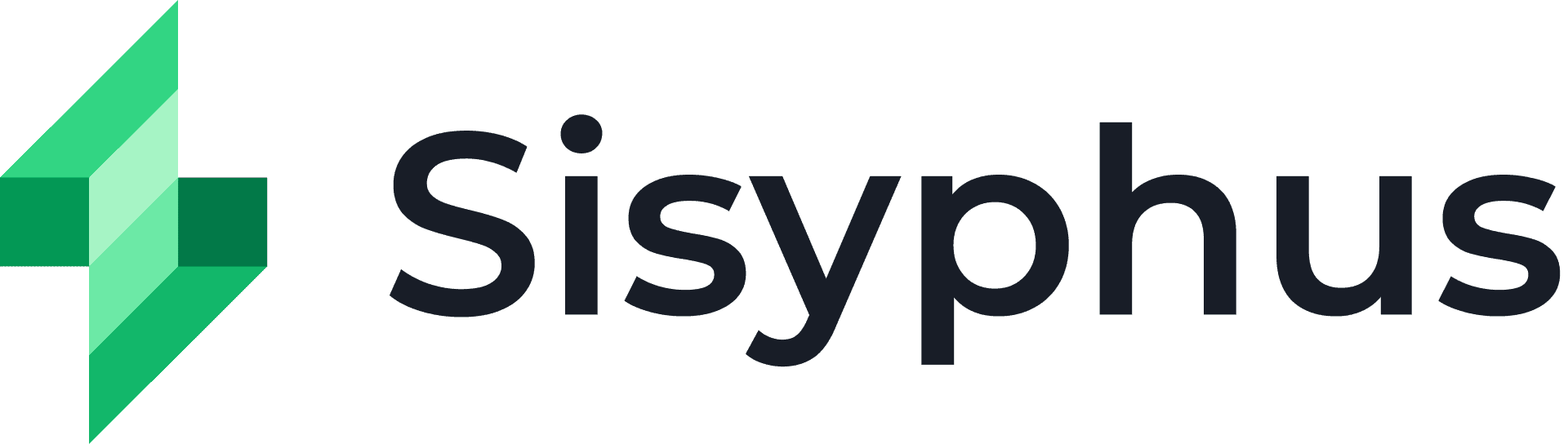 Sisyphus company logo with green geometric symbol