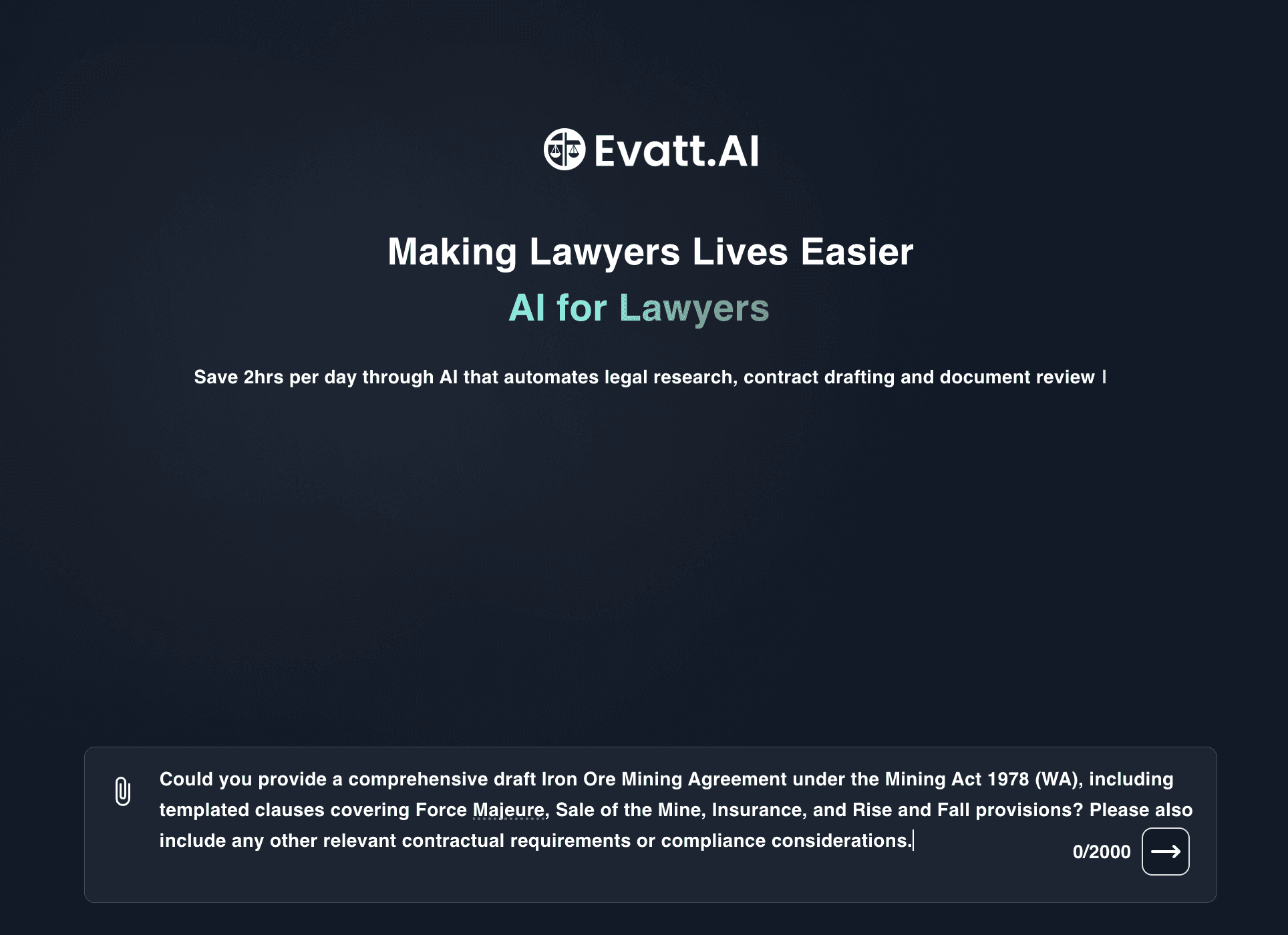 Evatt AI Dashboard: Streamline Contract Drafting with AI Legal Tools