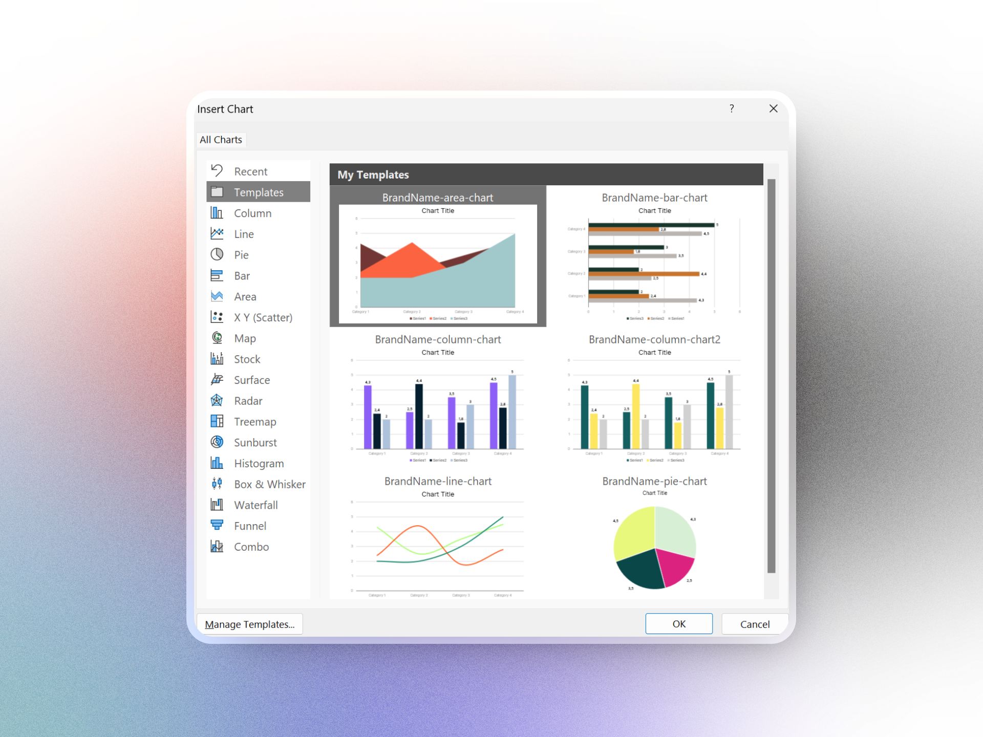 powerpoint custom charts dialog box