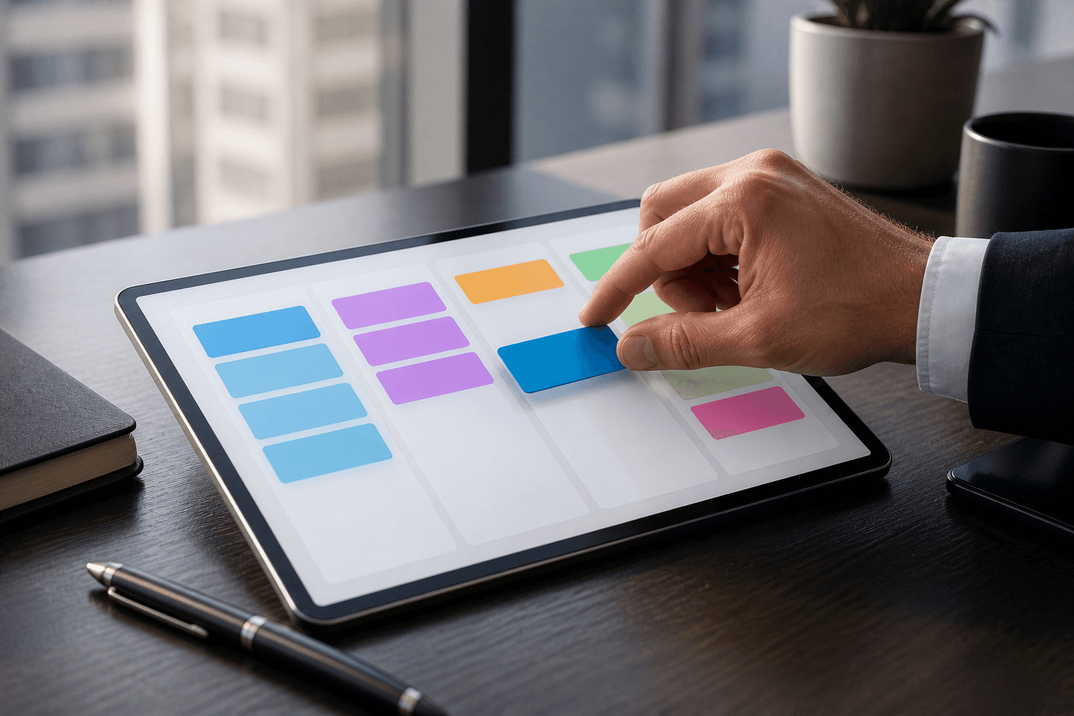 Tablet kanban task management board