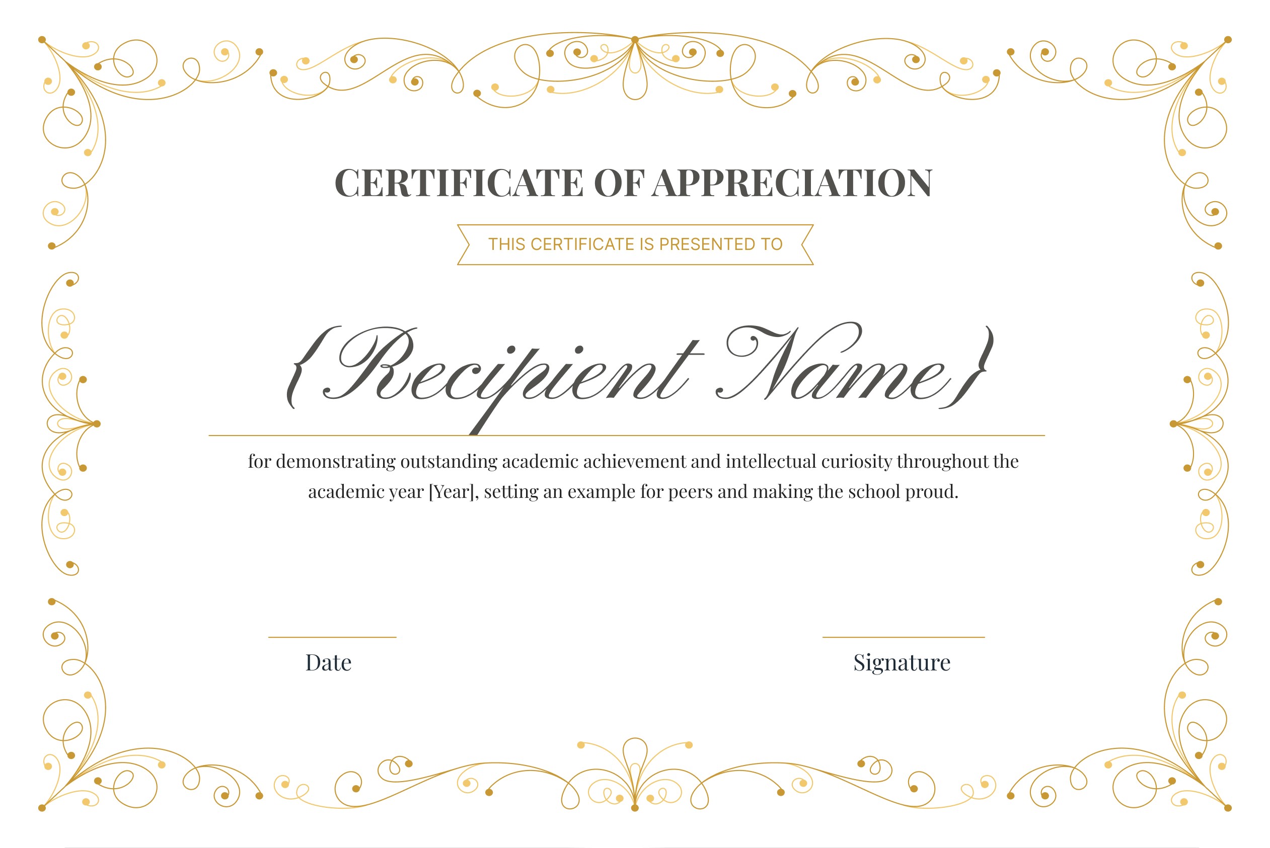 Wauld - Elegant and Minimalistic academic appreciation certificate template