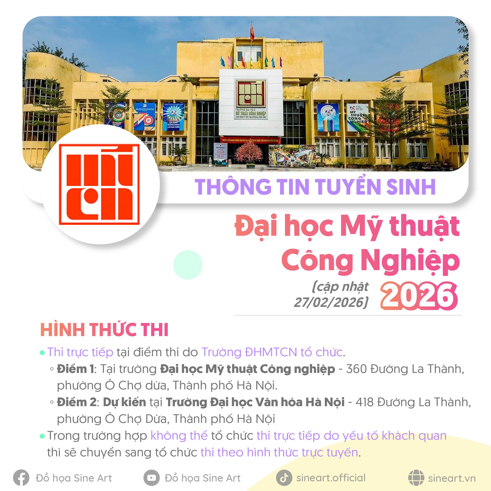Tóm tắt thông tin tuyển sinh của trường Mỹ thuật Công Nghiệp năm 2026 (cập nhật 26/03/2026)