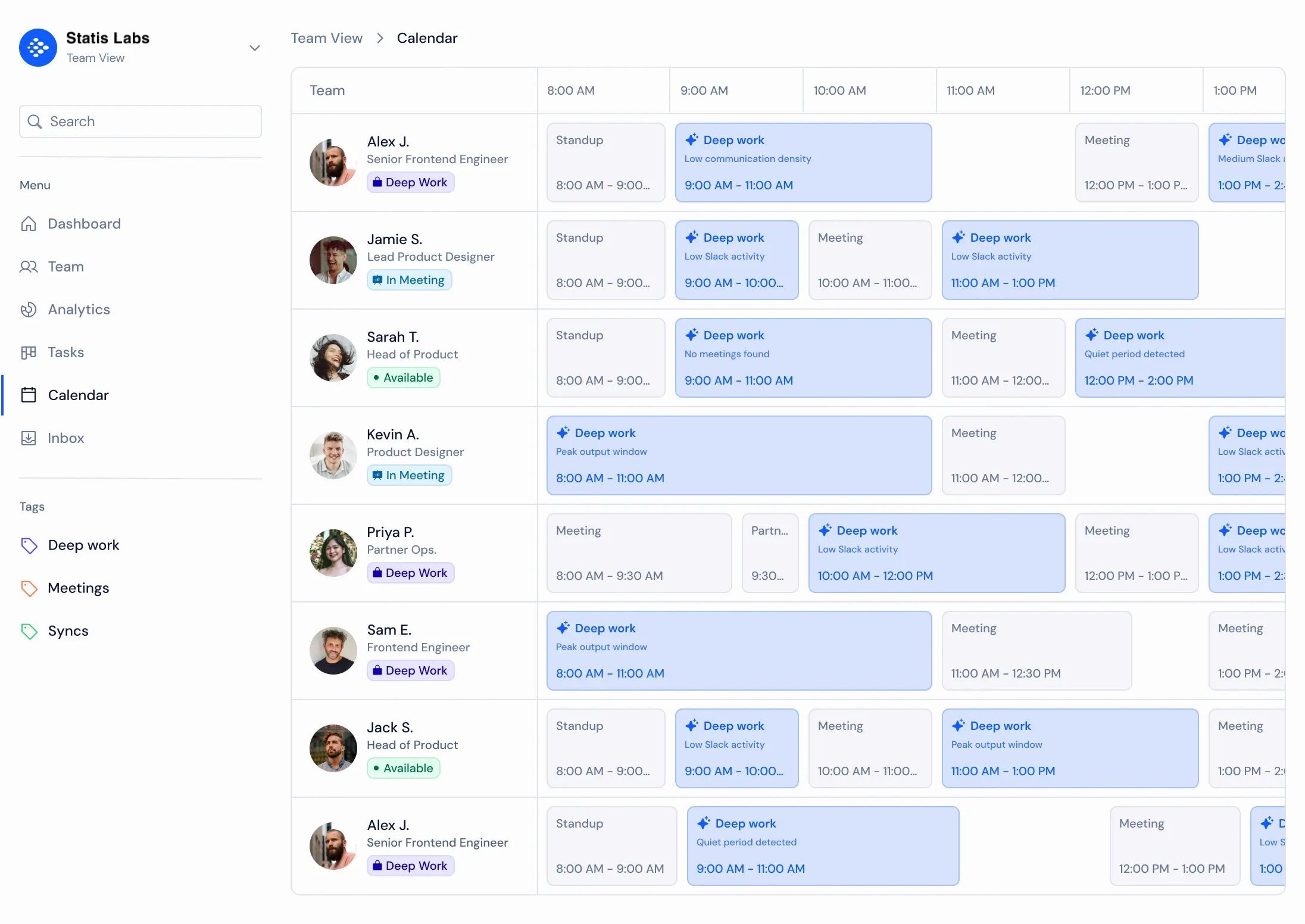 Picture of the Stasis dashboard.
