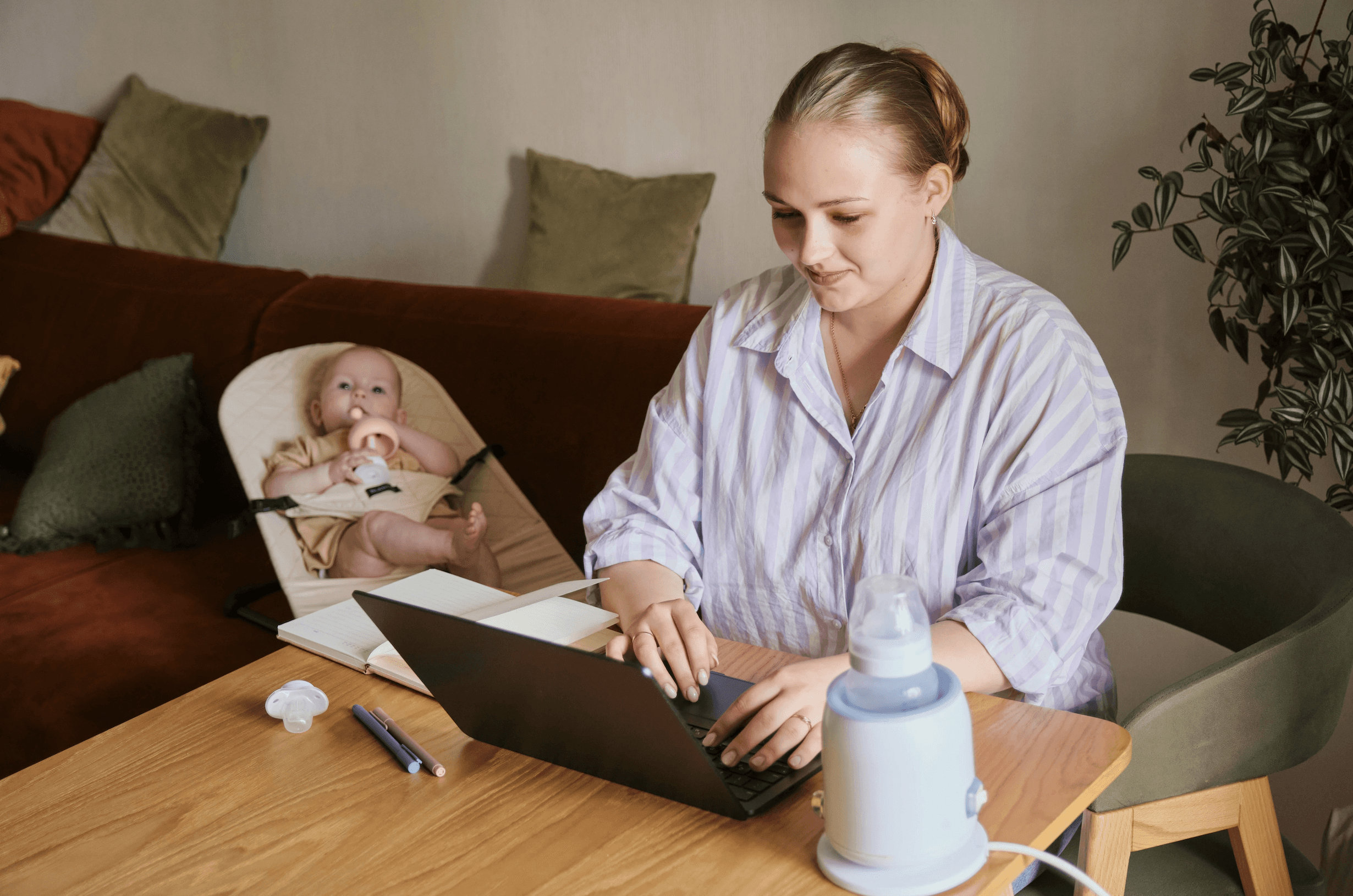woman using computer