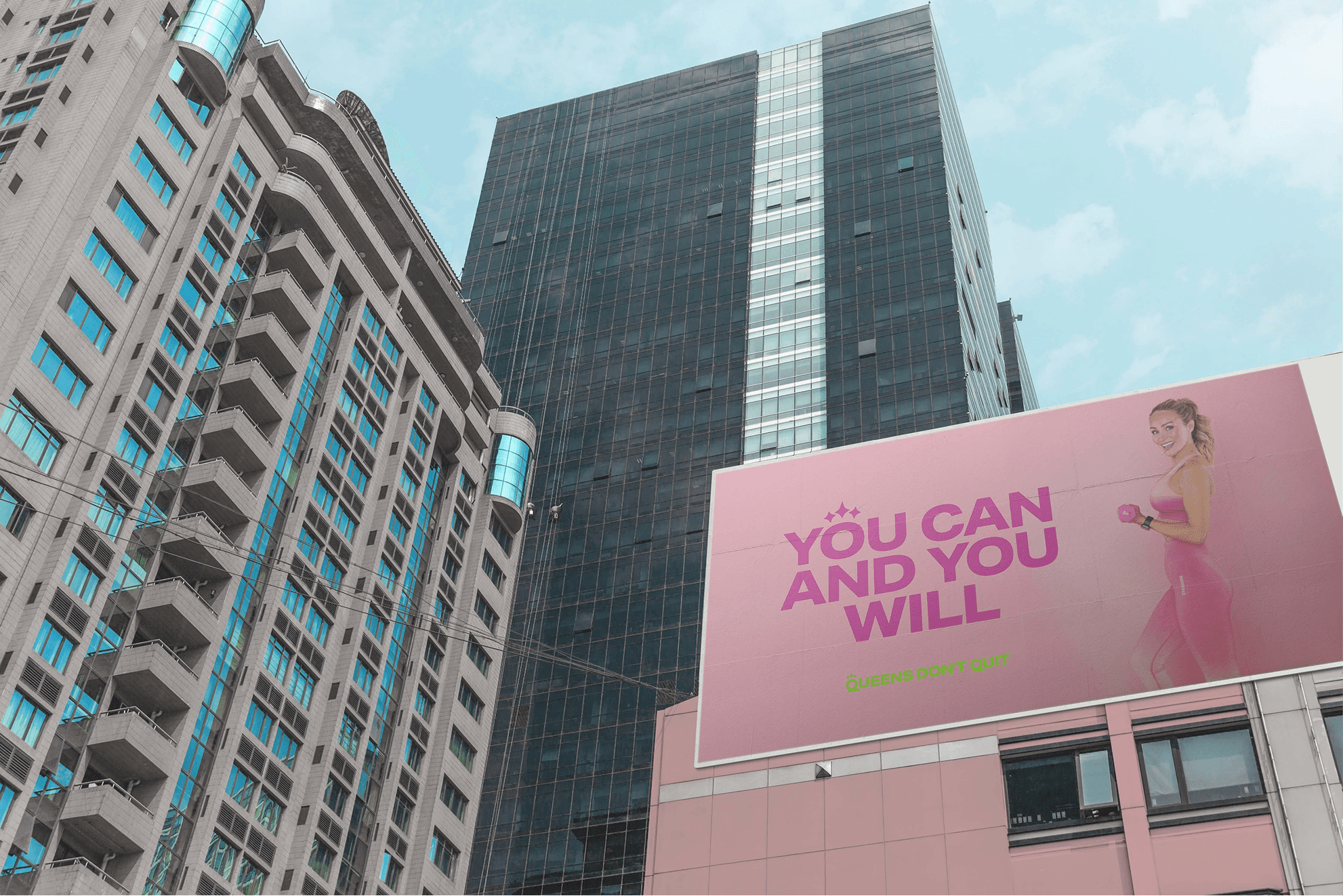 Queens Don't Quit women's fitness community branding and app identity