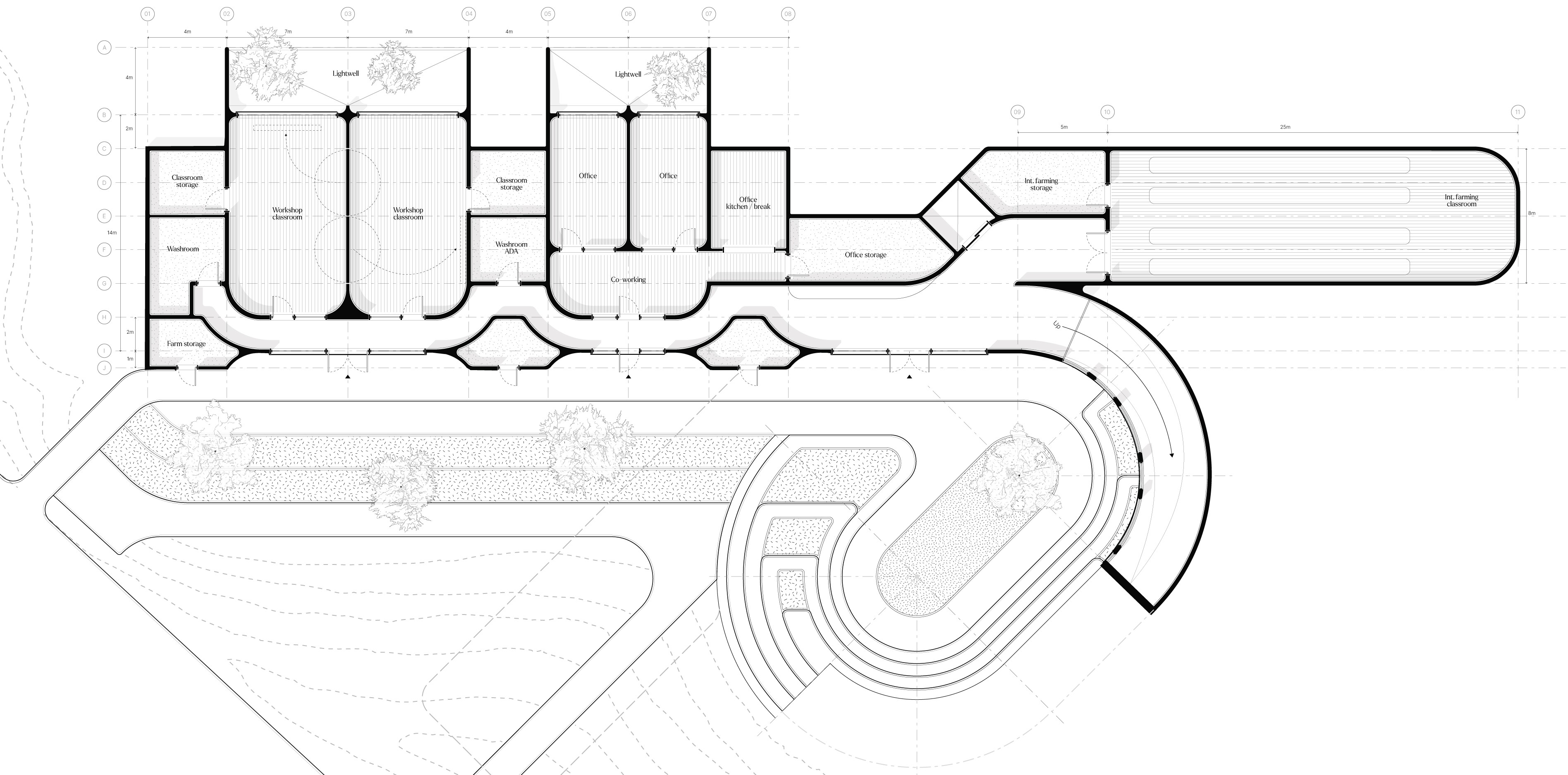 Floor plan of the ecologically focused subterranean volume.