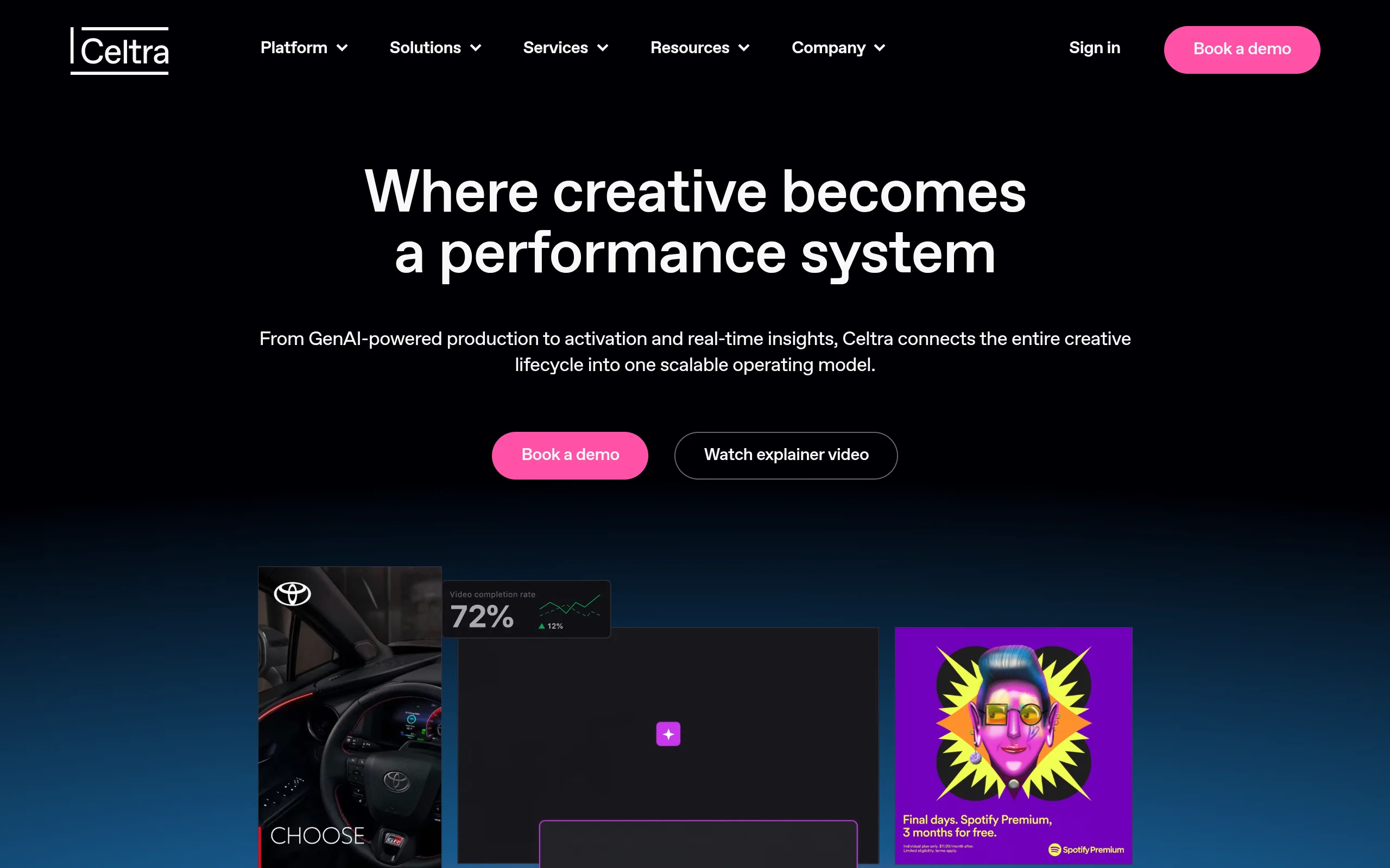 Celtra homepage screenshot