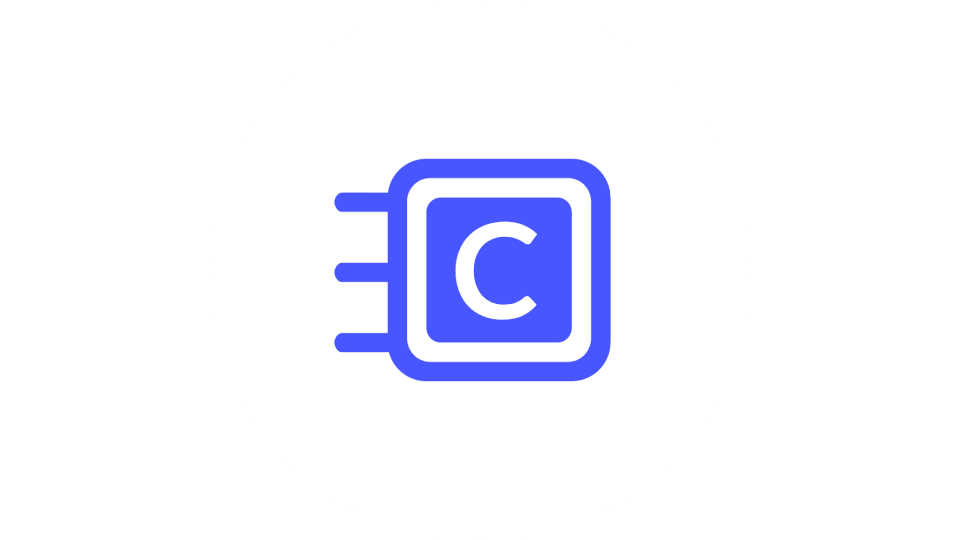 Blue stylized semiconductor chip icon featuring a prominent letter "C" on a white circular background, symbolizing technology and digital innovation.