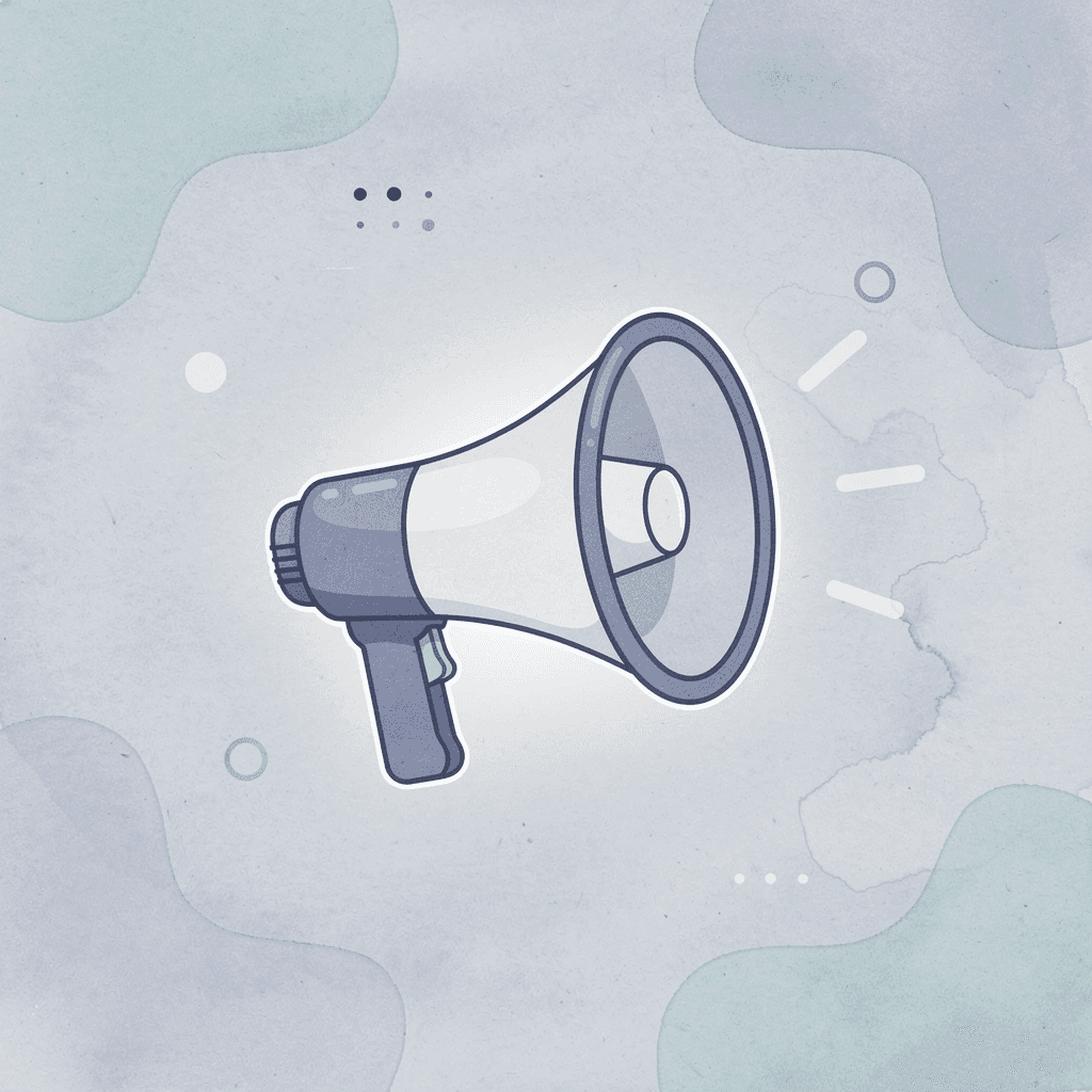 Megaphone icon representing brand impressions from custom apparel