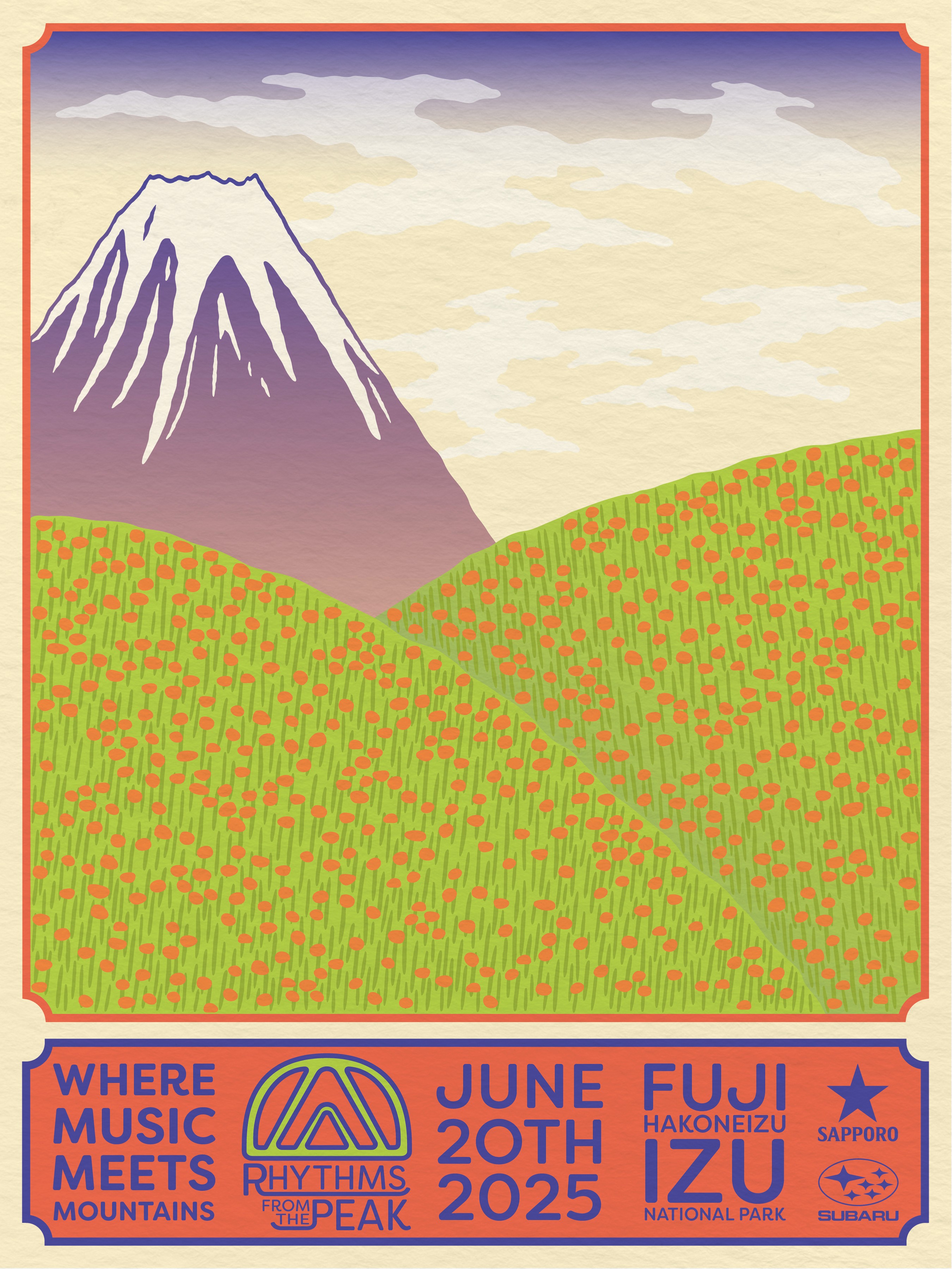 Event poster, illustration of Mt. Fuji with festival details below