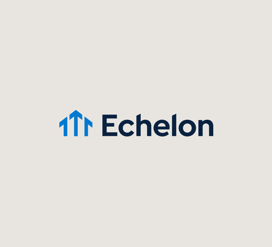 Logo for "Echelon" featuring a house made of vertical arrows.