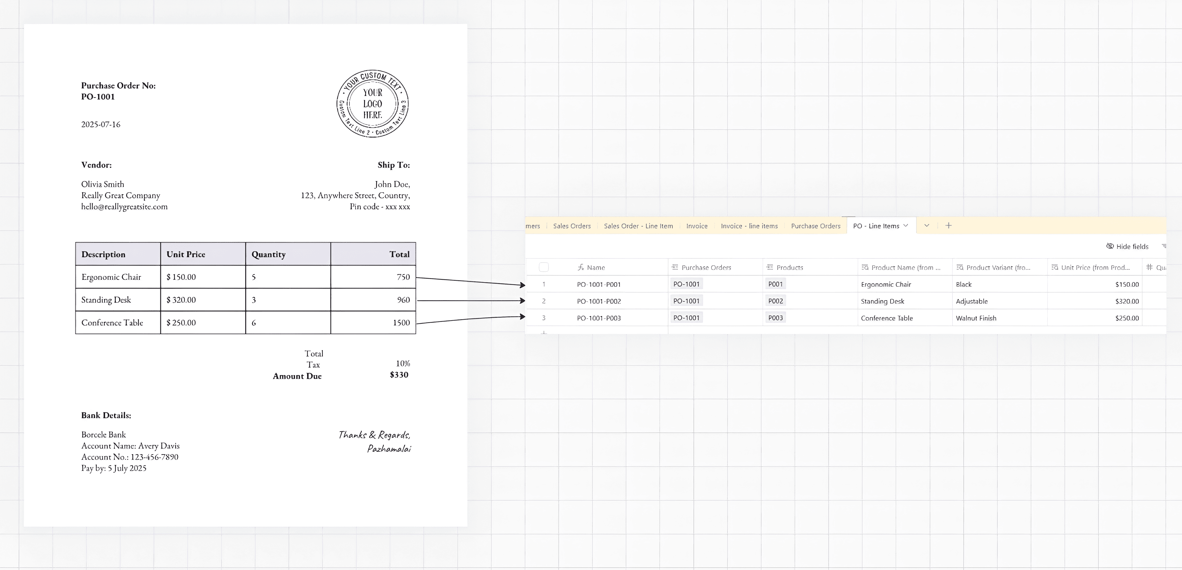 line-items-mapping
