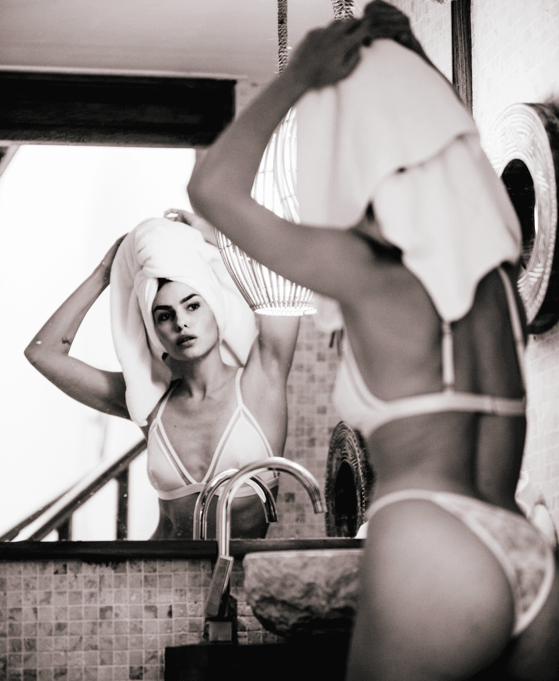 Emma Rivera posing with sheet