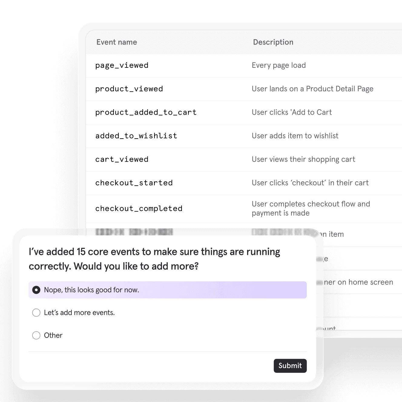 Mixpanel Onboarding Agent creating an initial event tracking setup, helping SaaS and AI-native teams get product analytics running in minutes.